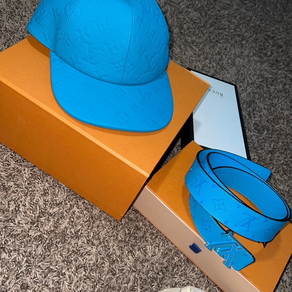 Bye Blue LV belt and hat